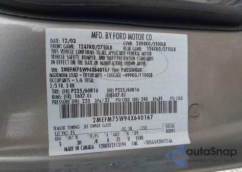 2004 Mercury Grand Marquis Ls from USA, damaged, VIN 2MEFM75W94X640167